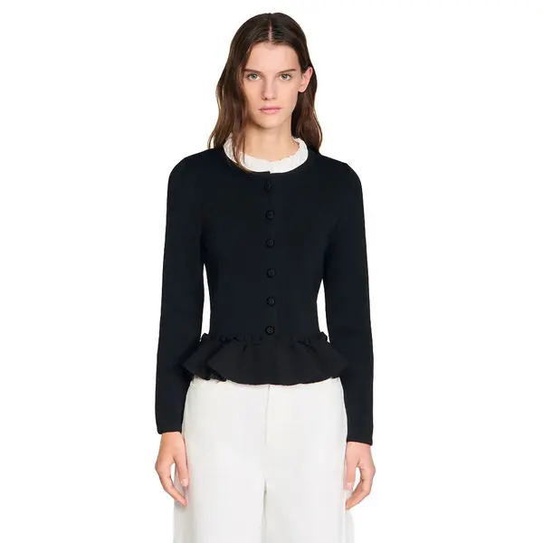 Removable Collar Peplum Cardigan 2 Image