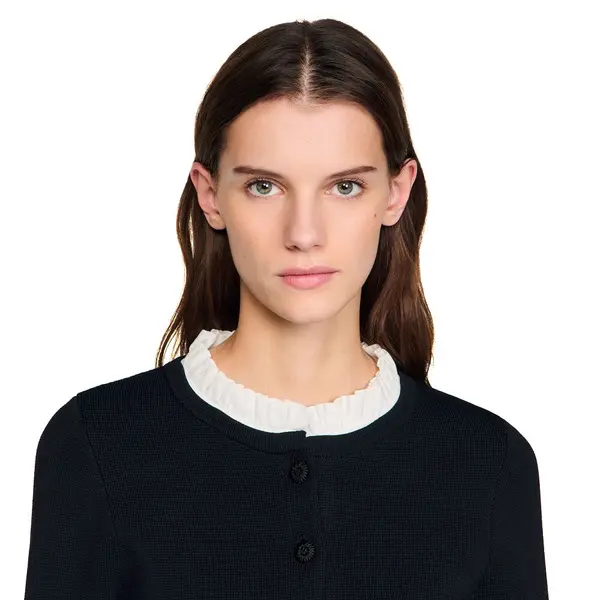 Removable Collar Peplum Cardigan 3 Image