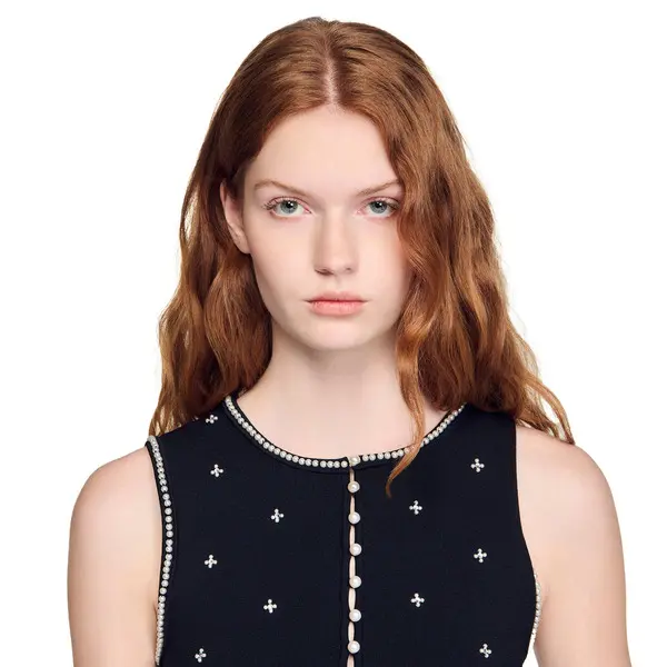 Jewelled Embroidered Knit Crop Top 2 Image