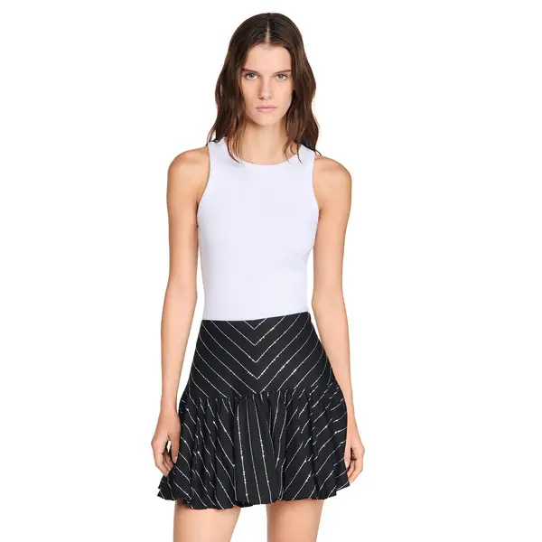 Short Striped Sequin Skirt 2 Image