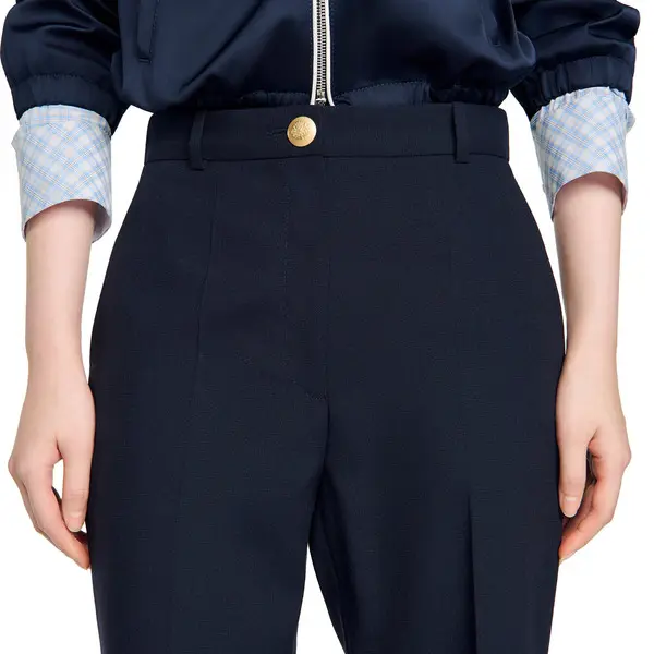 High-waisted Wide-leg Wool Trousers 3 Image