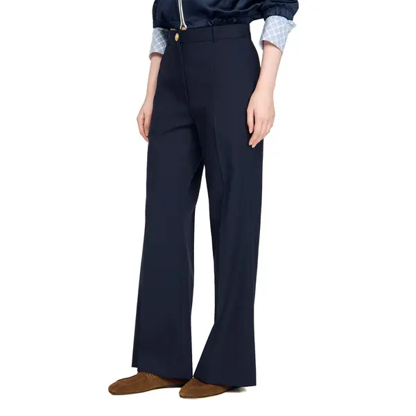 High-waisted Wide-leg Wool Trousers 4 Image