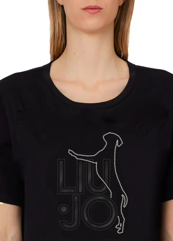 T-shirt with a Crystal-embellished 1 Image