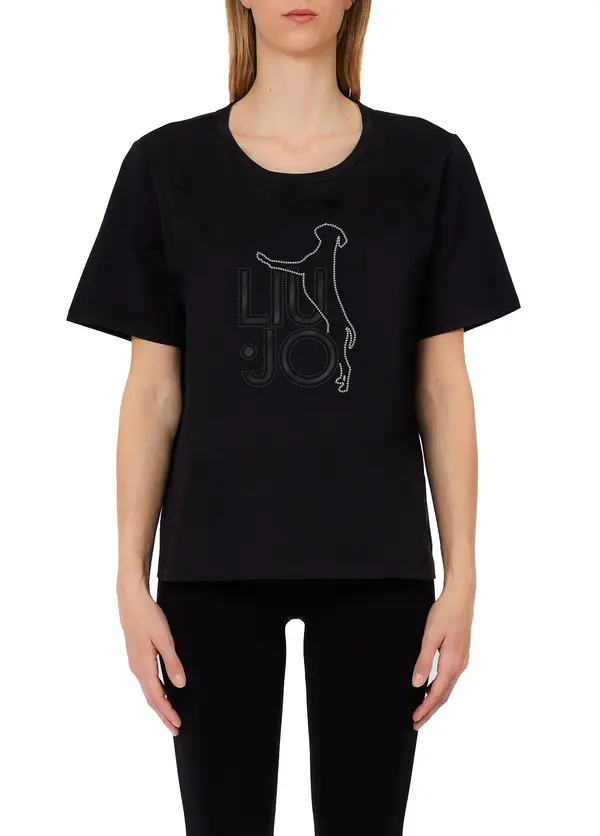 T-shirt with a Crystal-embellished 3 Image