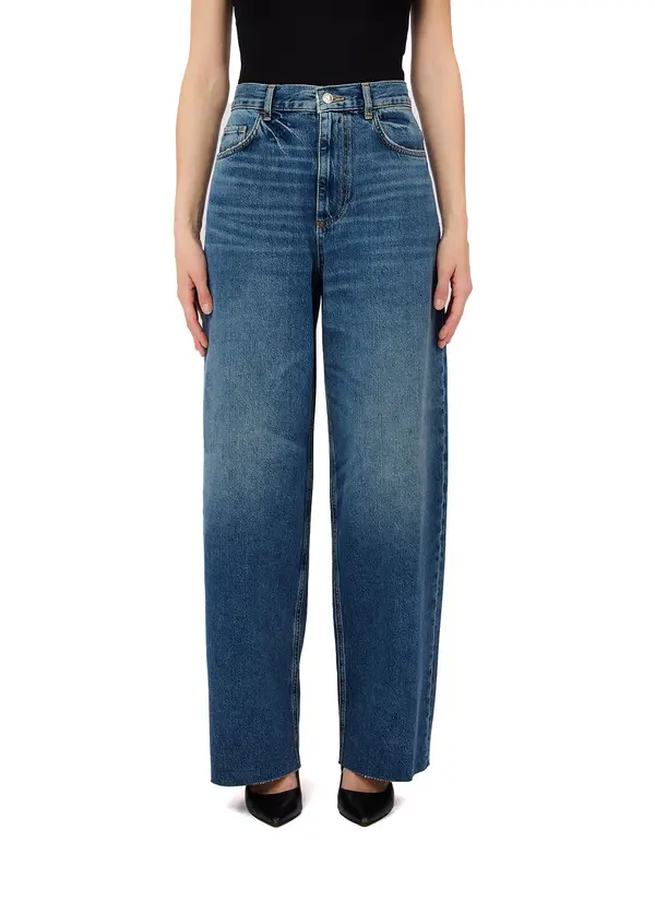 High Waisted Straight Leg Jeans with Rhinestones 2 Image