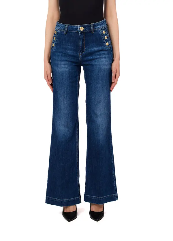 High-rise Flared jeans with Decorative Buttons 3 Image