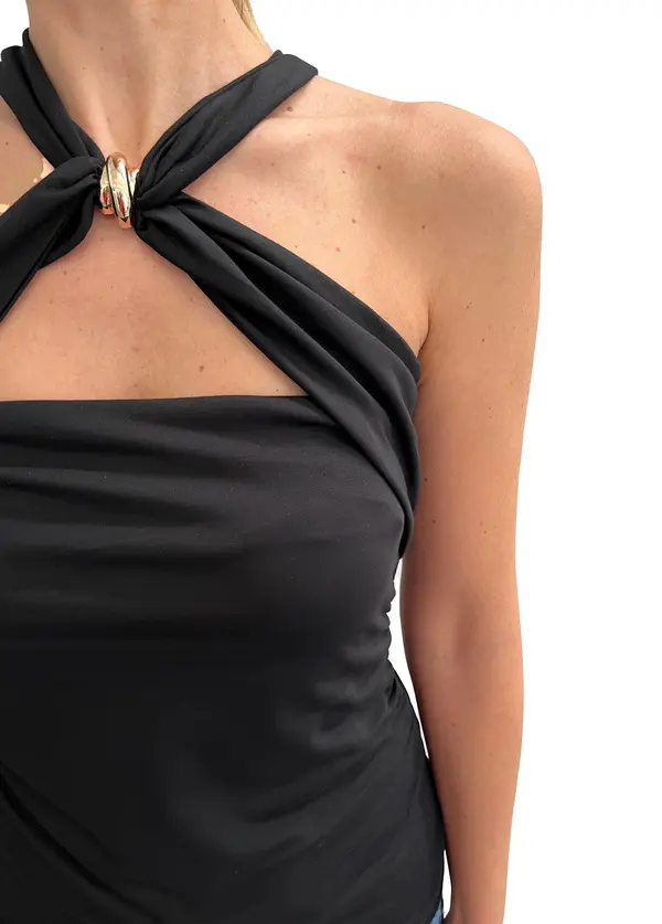 Halter Neckline Top with Ring Detail 2 Image