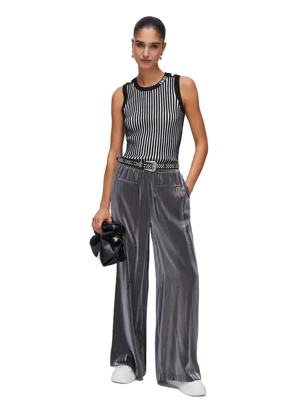 Laminated Flared Trousers 2 Image