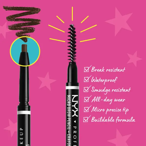 Nyx Professional Makeup Micro Brow Pencil, Ultra-Fine, Dual-Ended, Precise Eyebrow Pencil with Retractable Tip and Spoolie Brush 3 Image