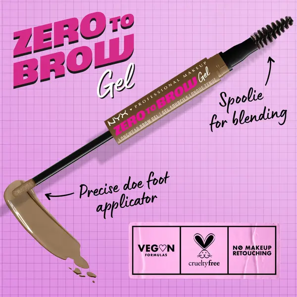 Nyx Professional Makeup Zero to Brow Longwear Brow Gel, Transfer-resistant, fade-resistant, and smudge-resistant (Vegan) 6 Image