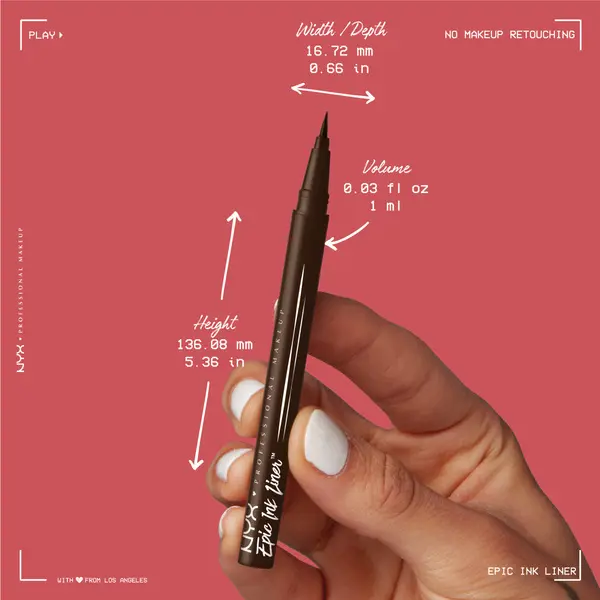 Nyx Professional Makeup Epic Ink Liner, Waterproof Liquid Eyeliner, Vegan Formula, Intense Pigment 8 Image