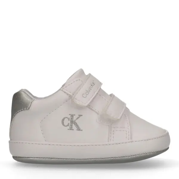 Grey Logo Soft Velcro Sneakers for Babies 1 Image