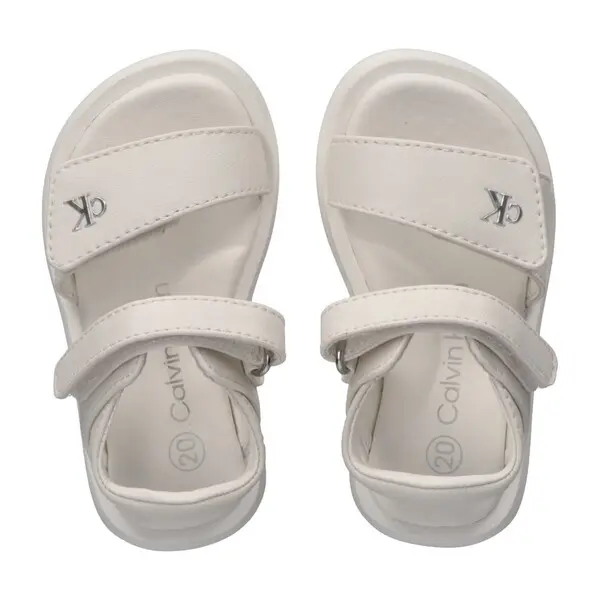 Faux-Leather Sandals with Silver CK Logo 2 Image