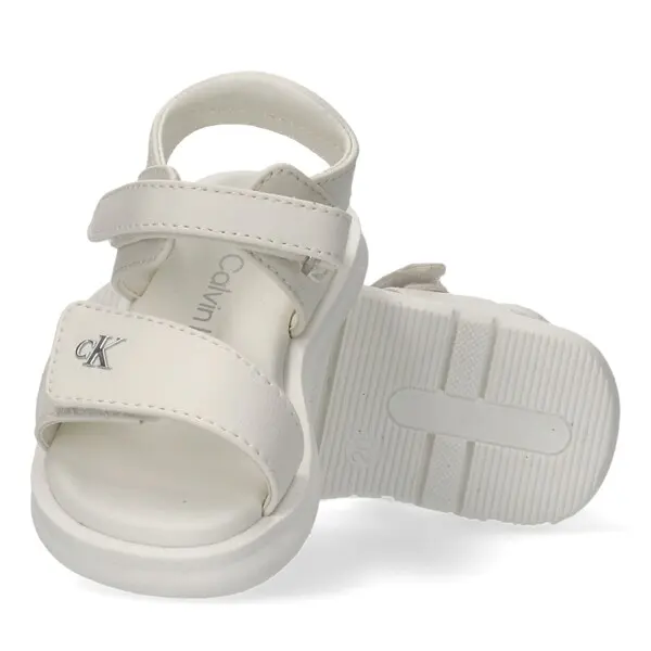 Faux-Leather Sandals with Silver CK Logo 3 Image