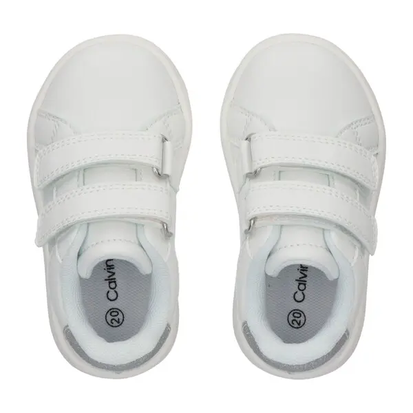 Kids Girls Grey Logo Velcro Sneakers with Glittery Heel 2 Image