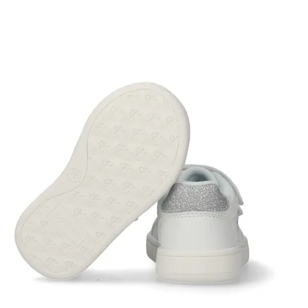 Kids Girls Grey Logo Velcro Sneakers with Glittery Heel 4 Image