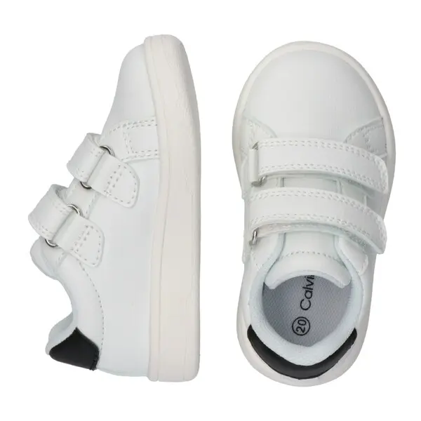 White & Black Logo  Velcro Sneakers 3 Image