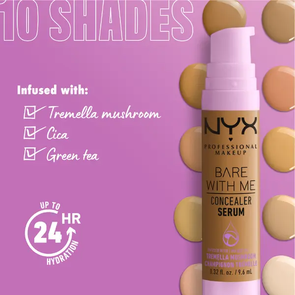 Nyx Professional Makeup Bare with Me Concealer Serum, Hydrating Natural Medium Coverage Concealer For Face & Body,Upto 24Hr Hydration for Skin 6 Image