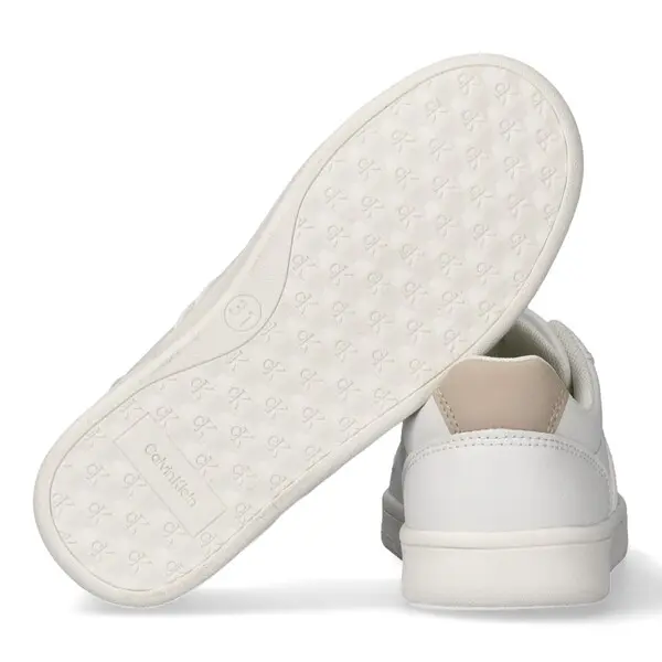 Low Cut Lace Up Leather Sneakers with Beige Logo 3 Image