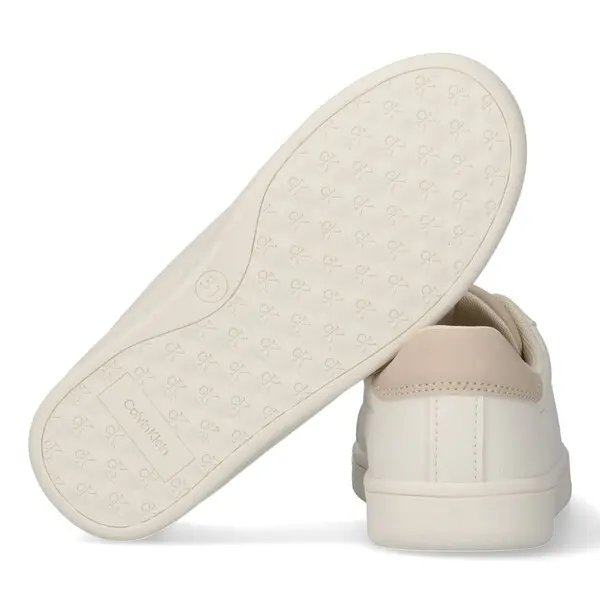 Kids Neutral Low-Top White Sneakers with Rose Gold Logo 4 Image