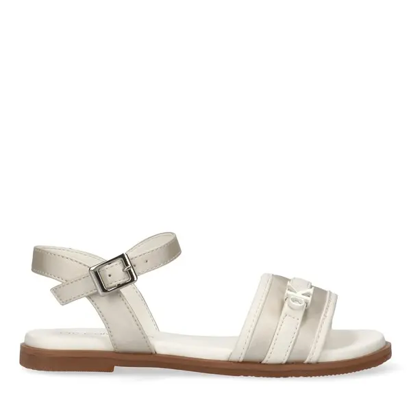 Adjustable Buckle Sandals with White Satin Detail and Logo 1 Image