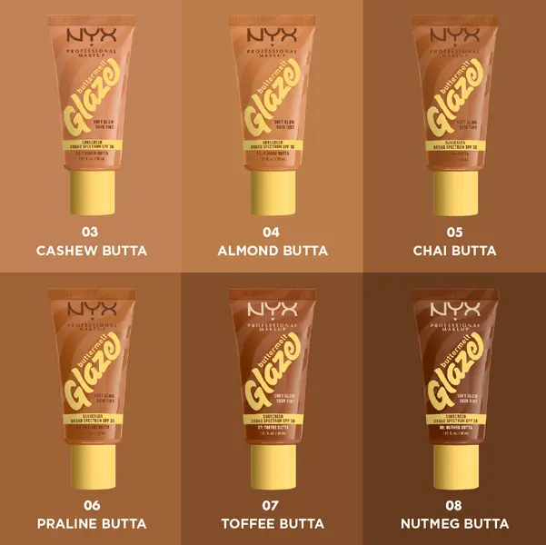 Nyx Professional Makeup Buttermelt Glaze Soft Glow Skin Tint + SPF/FPS 30, Foundation, 12h Wear 11 Image