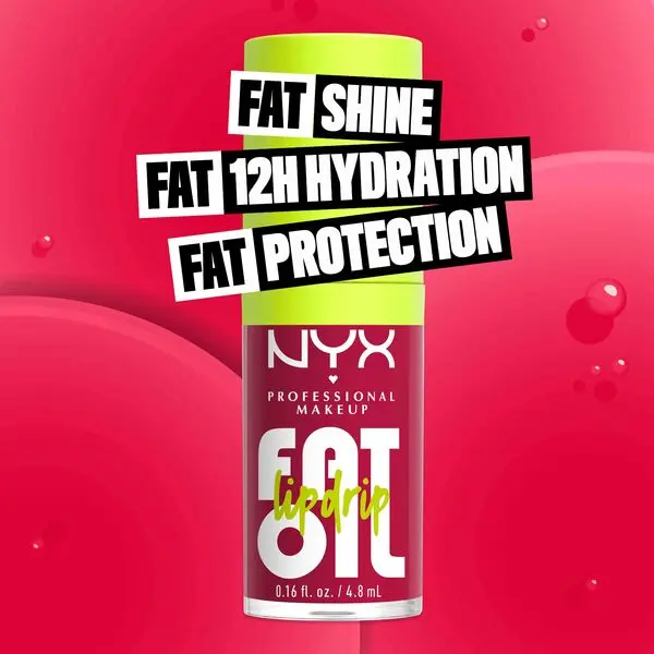 Nyx Professional Makeup Fat Oil Lip Drip, Moisturizing, Shiny, Vegan Tinted Lip Gloss, Non-Sticky Finish, 12H Hydration, Squalane, Raspberry and Cloudberry Oils 4 Image