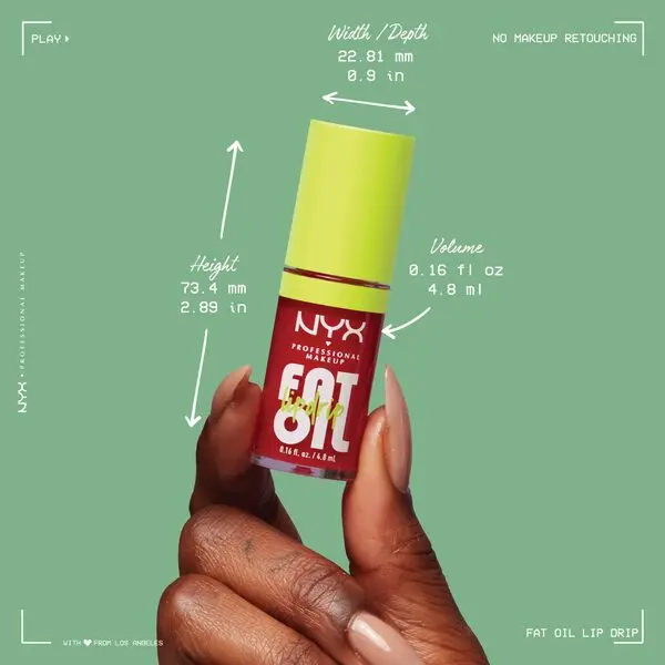 Nyx Professional Makeup Fat Oil Lip Drip, Moisturizing, Shiny, Vegan Tinted Lip Gloss, Non-Sticky Finish, 12H Hydration, Squalane, Raspberry and Cloudberry Oils 5 Image