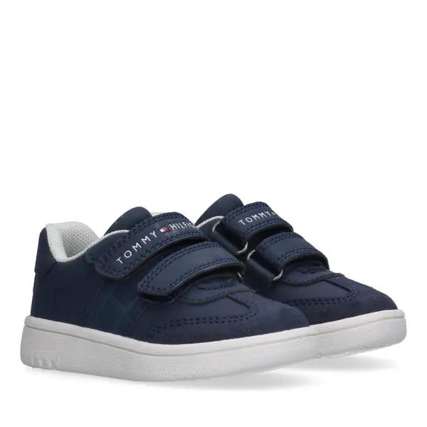 Kids Baby Boy Low Cut Leather & Suede Velcro Sneakers 4 Image