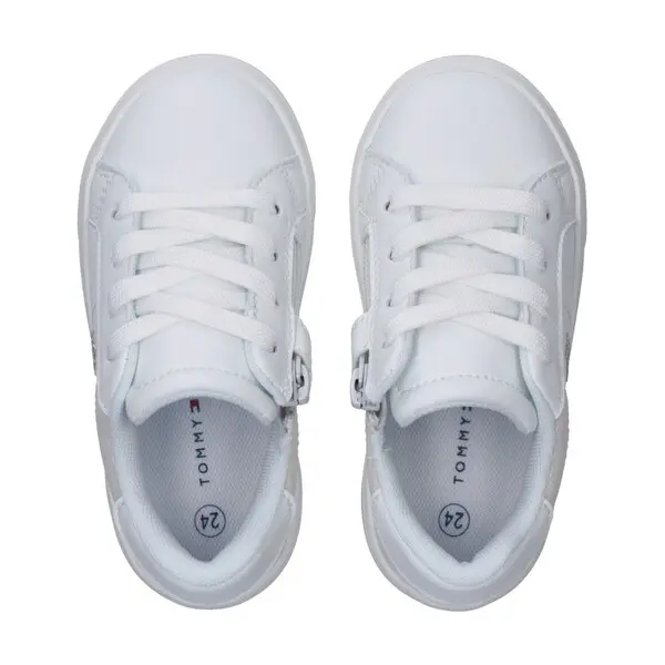 Shimmering Lace Up Low Cut Sneakers 1 Image