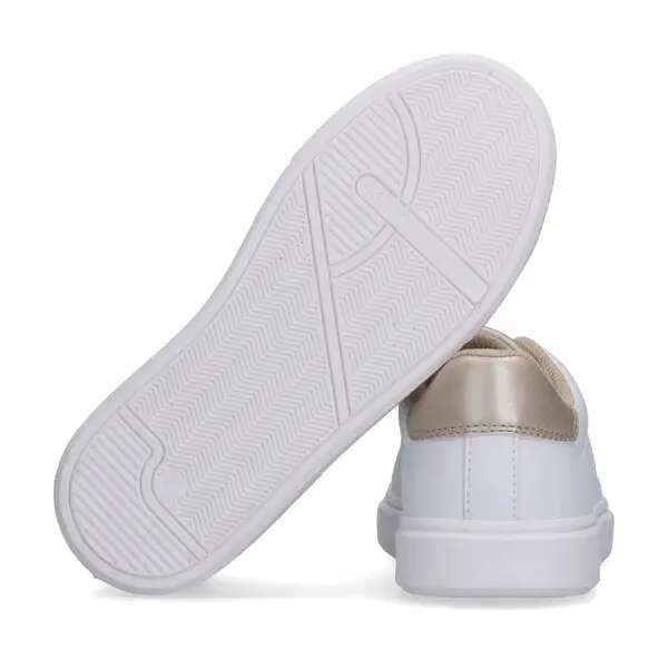 Low Cut Lace Up Leather Sneakers With Colored Heel 2 Image