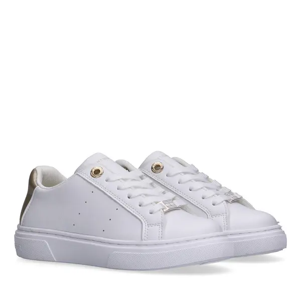 Lace-Up Sneakers With Gold Heel Tab And Logo Lace Charm 1 Image