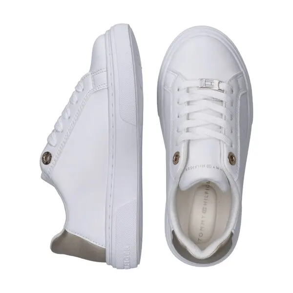 Lace-Up Sneakers With Gold Heel Tab And Logo Lace Charm 3 Image