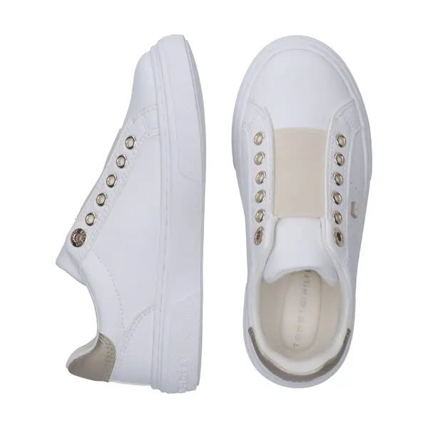 White & Gold Slip-On Trainers 2 Image