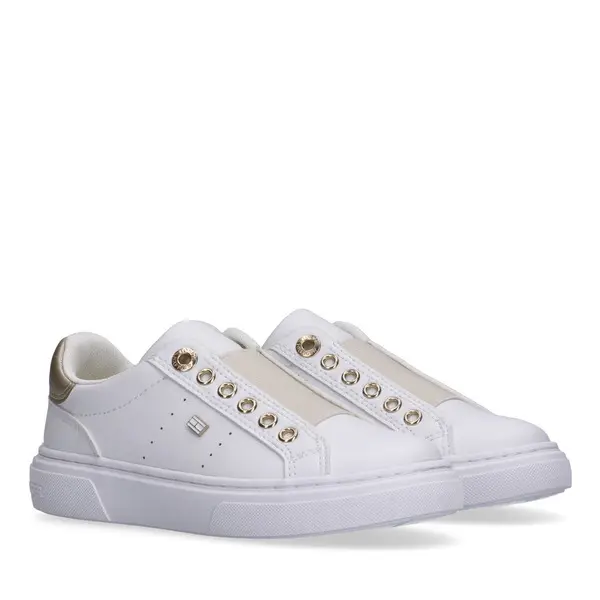 White & Gold Slip-On Trainers 4 Image