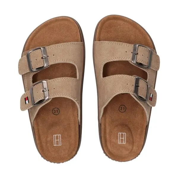Suede Double-Buckle Slides 1 Image