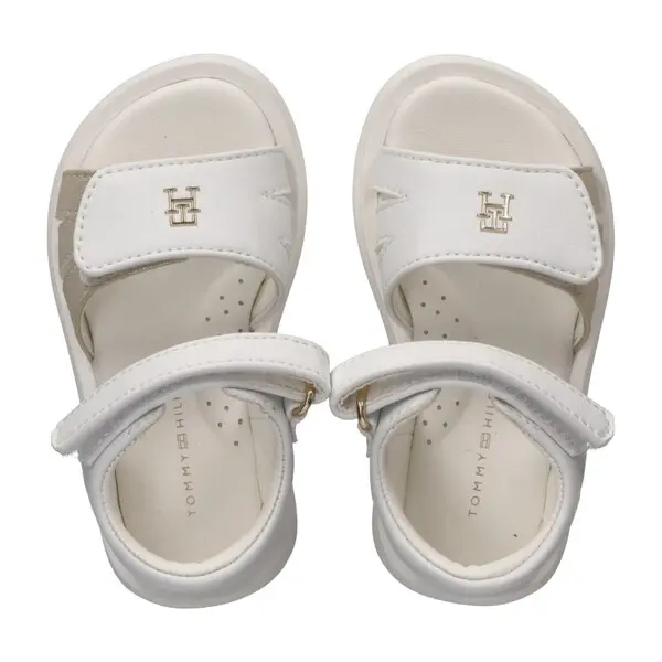 Sandals With Metallic Gold Accents And Velcro Straps 1 Image