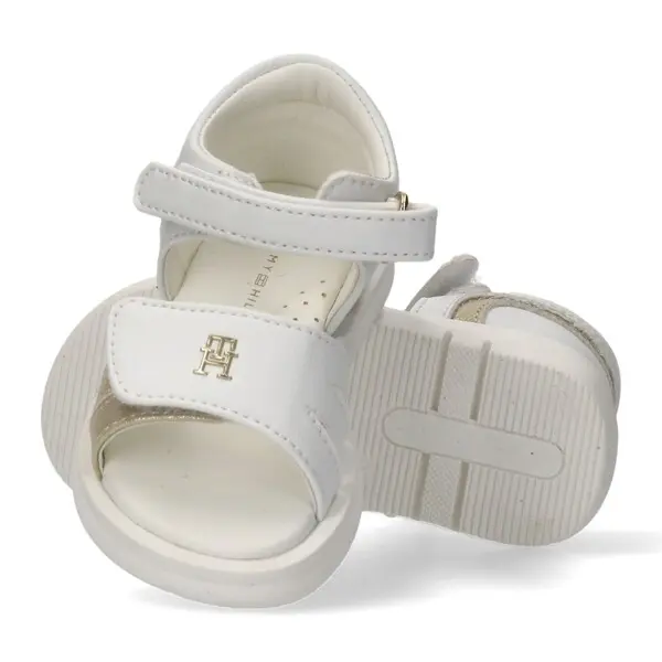 Sandals With Metallic Gold Accents And Velcro Straps 2 Image