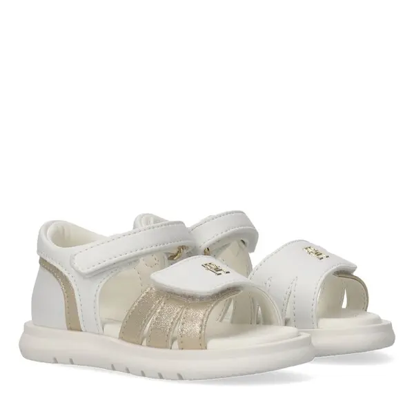 Sandals With Metallic Gold Accents And Velcro Straps 3 Image