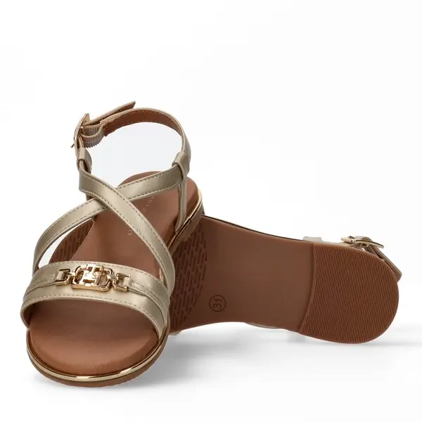 Strappy Sandals With Gold Glitter Accents 2 Image