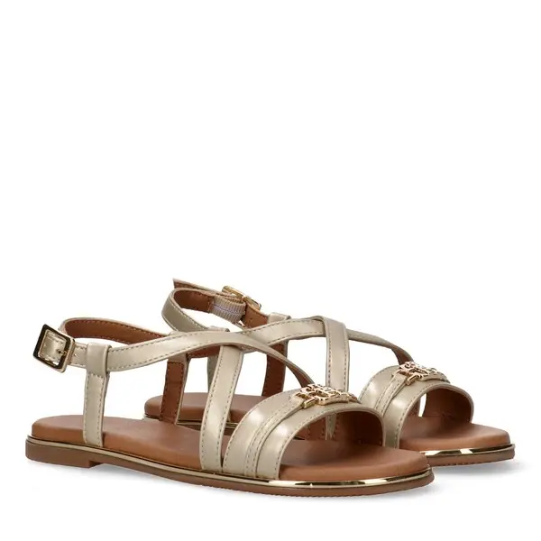 Strappy Sandals With Gold Glitter Accents 3 Image