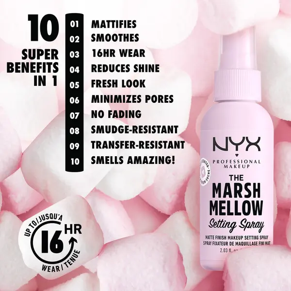 Nyx Professional Makeup Marshmellow Setting Spray - No Fading, Sweeping or Dispensing Fixing Spray - 60ml 3 Image