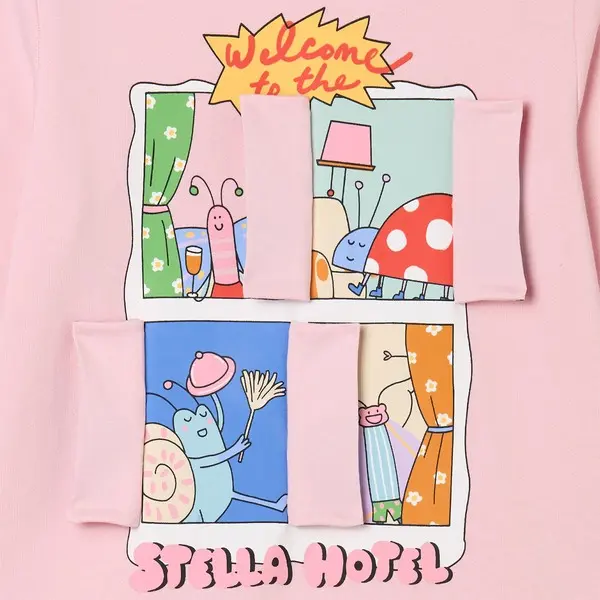 Kids Girls Long Sleeve Sweatshirt with "Stella Hotel" Graphic 1 Image