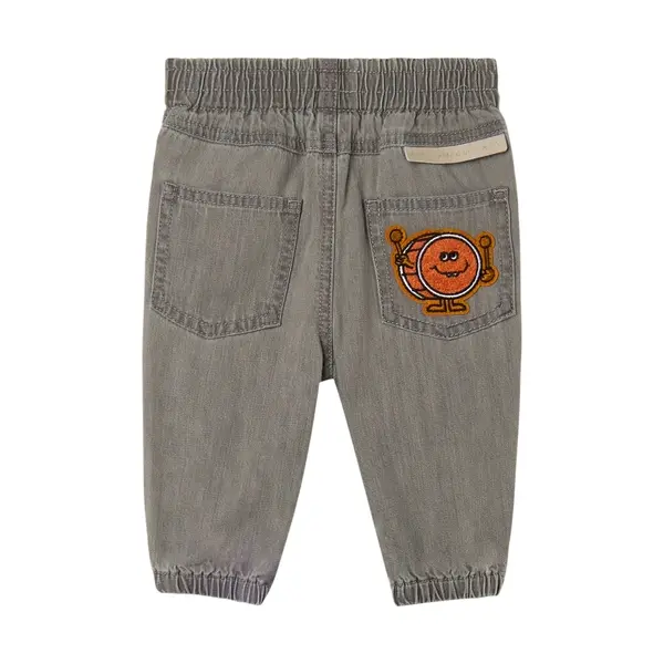 Comfortable Elastic Waist jeans with Fun Music Embroidery 1 Image