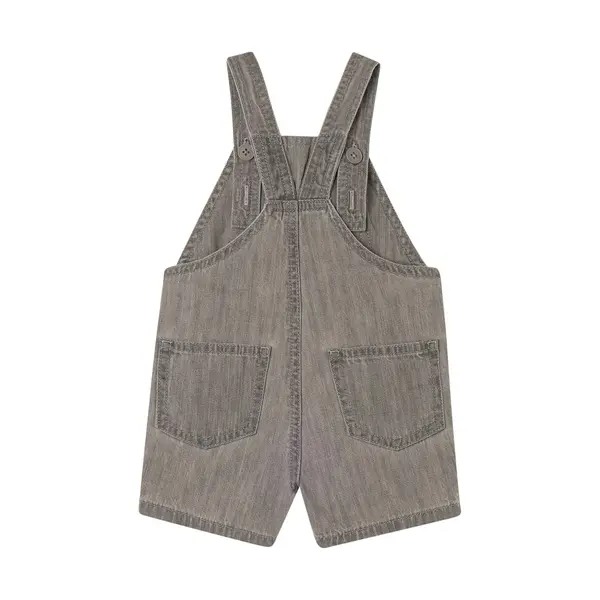 Kids Baby Boy Wash Denim Overalls with Guitar and Drum Graphics 1 Image