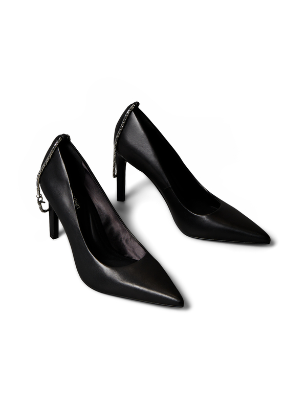 Leather Cushioned Chain Stiletto Pump 1 Image