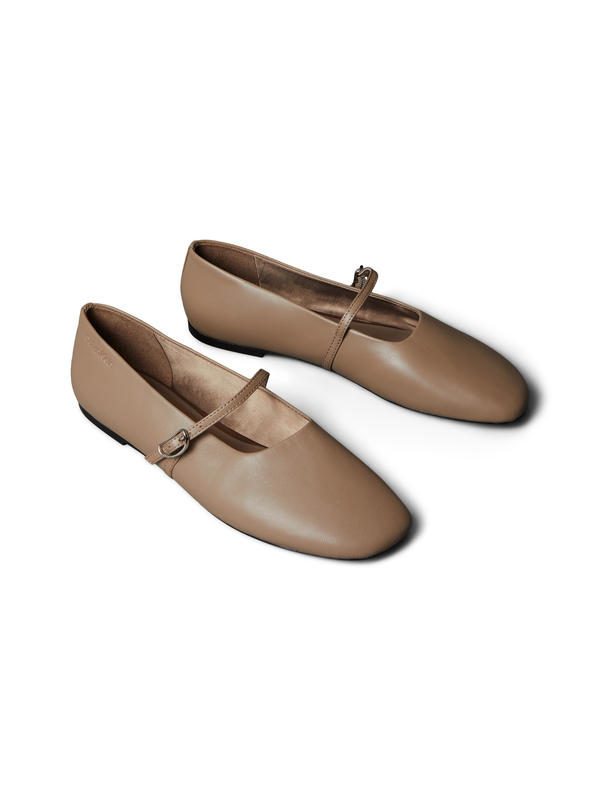 Square Toe Leather Ballerinas 2 Image