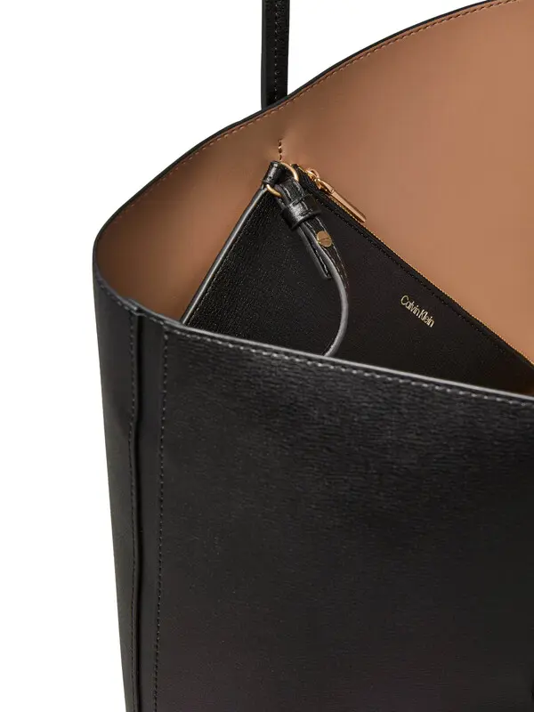 Foil Logo Leather Tote Bag with Pouch 2 Image