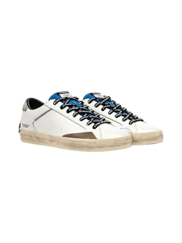 Distressed Electric Blue Leather Sneakers 1 Image