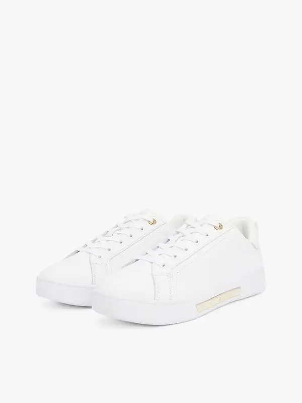 Basic Leathe Lace Up Sneakers with Eye-catching Shimmer 2 Image